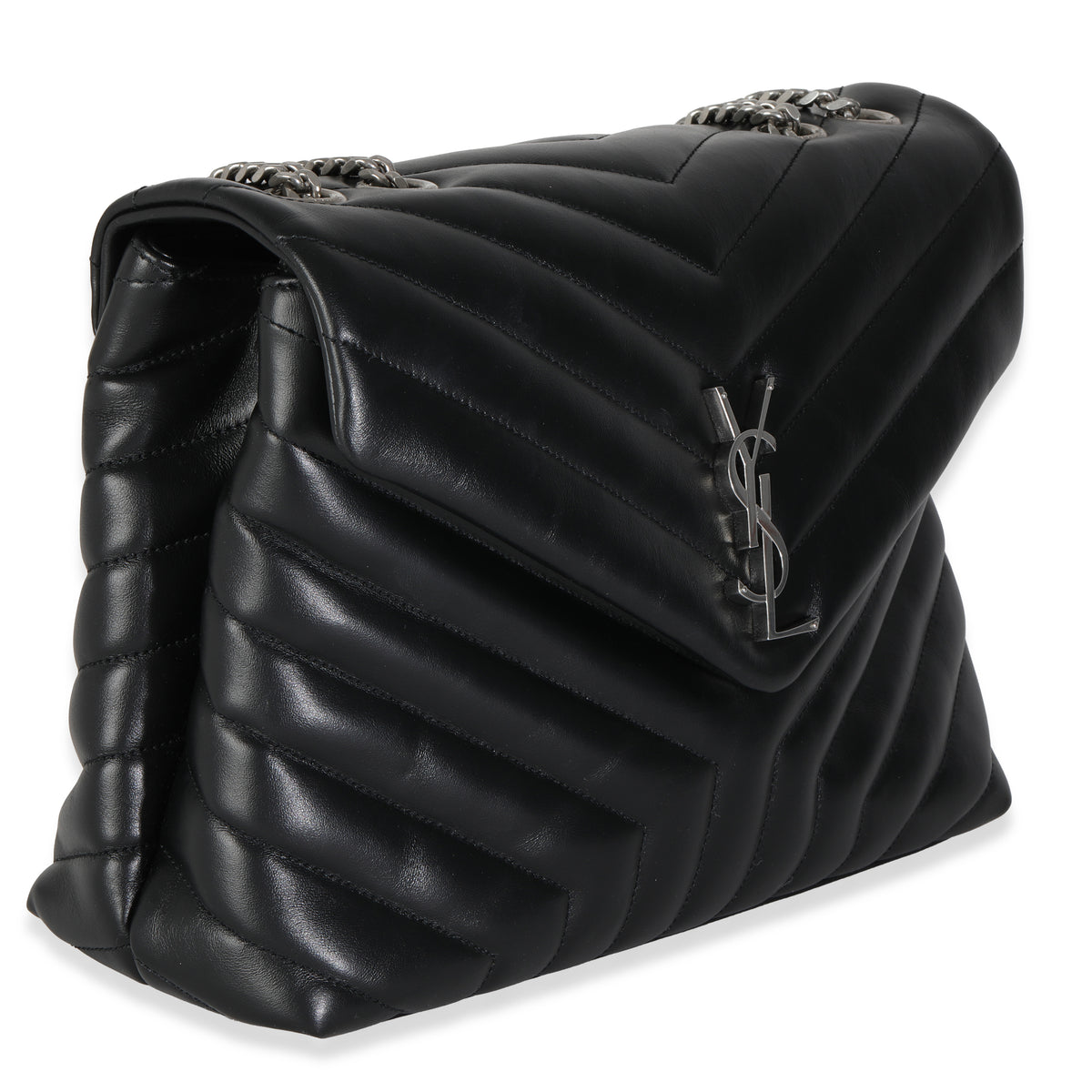 Black Calfskin Medium Loulou Chain Bag