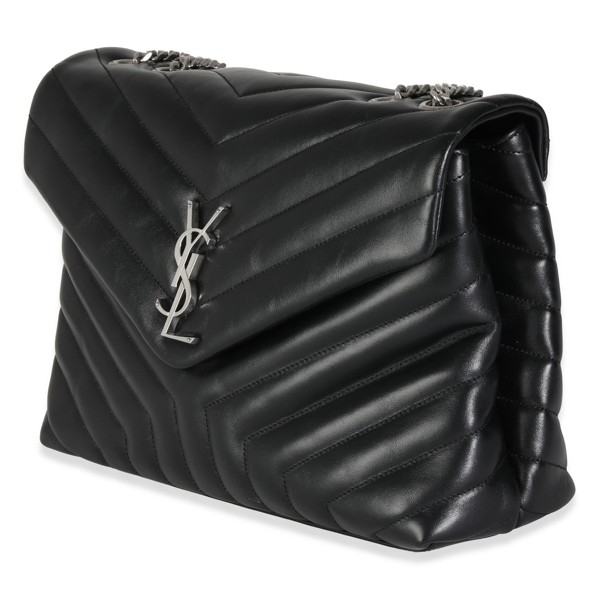 Black Calfskin Medium Loulou Chain Bag