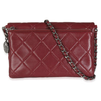 Burgundy Quilted Lambskin Mineral Nights Clutch On Chain