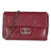 Burgundy Quilted Lambskin Mineral Nights Clutch On Chain
