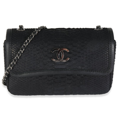 Black Matte Python CC Small Flap Bag
