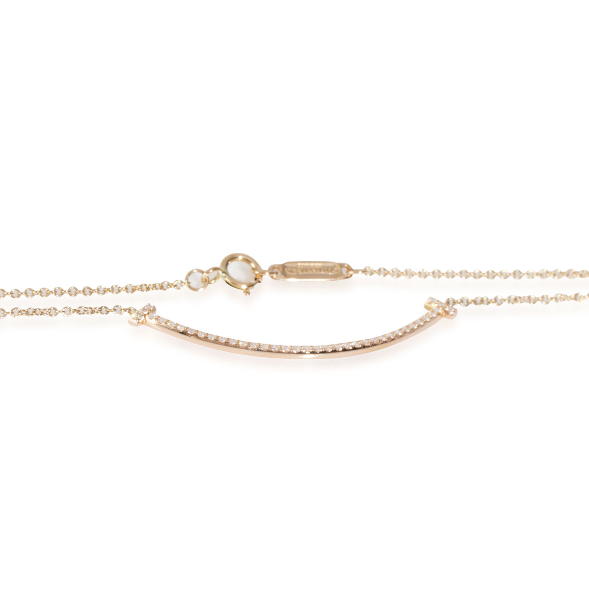 Tiffany T Smile Diamond Necklace in 18k Rose Gold 0.1 CTW