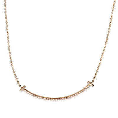 Tiffany T Smile Diamond Necklace in 18k Rose Gold 0.1 CTW