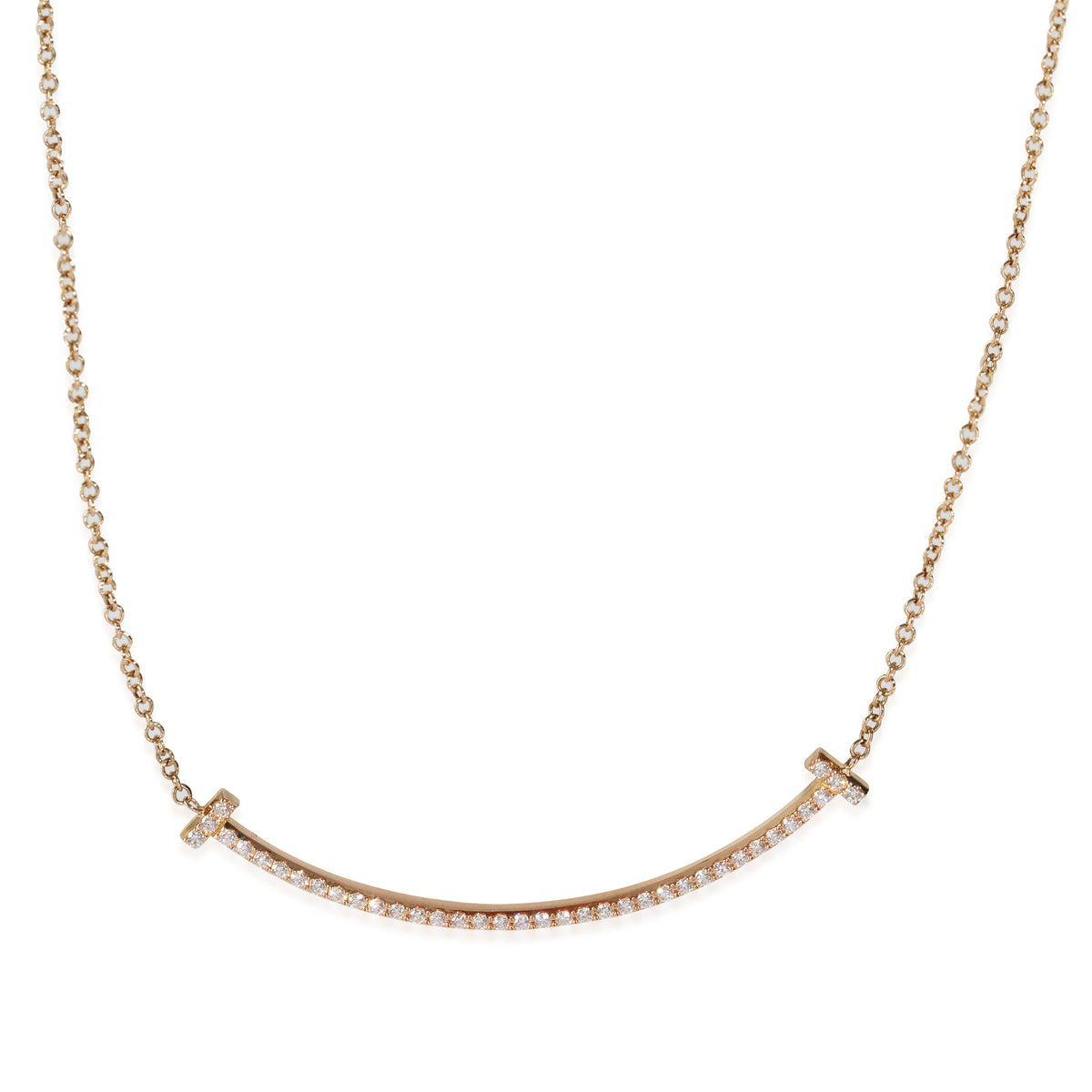 Tiffany T Smile Diamond Necklace in 18k Rose Gold 0.1 CTW