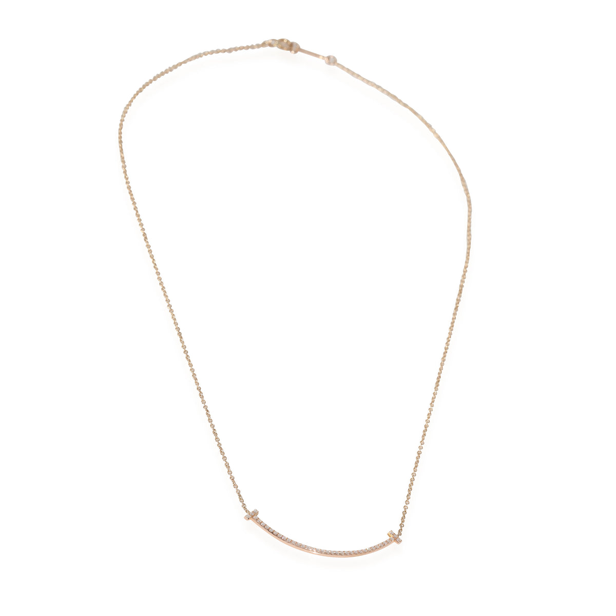 Tiffany T Smile Diamond Necklace in 18k Rose Gold 0.1 CTW