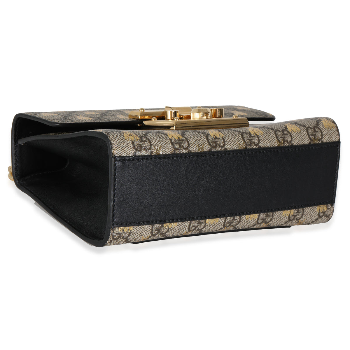 Black GG Supreme Canvas Bees Small Padlock Chain Bag