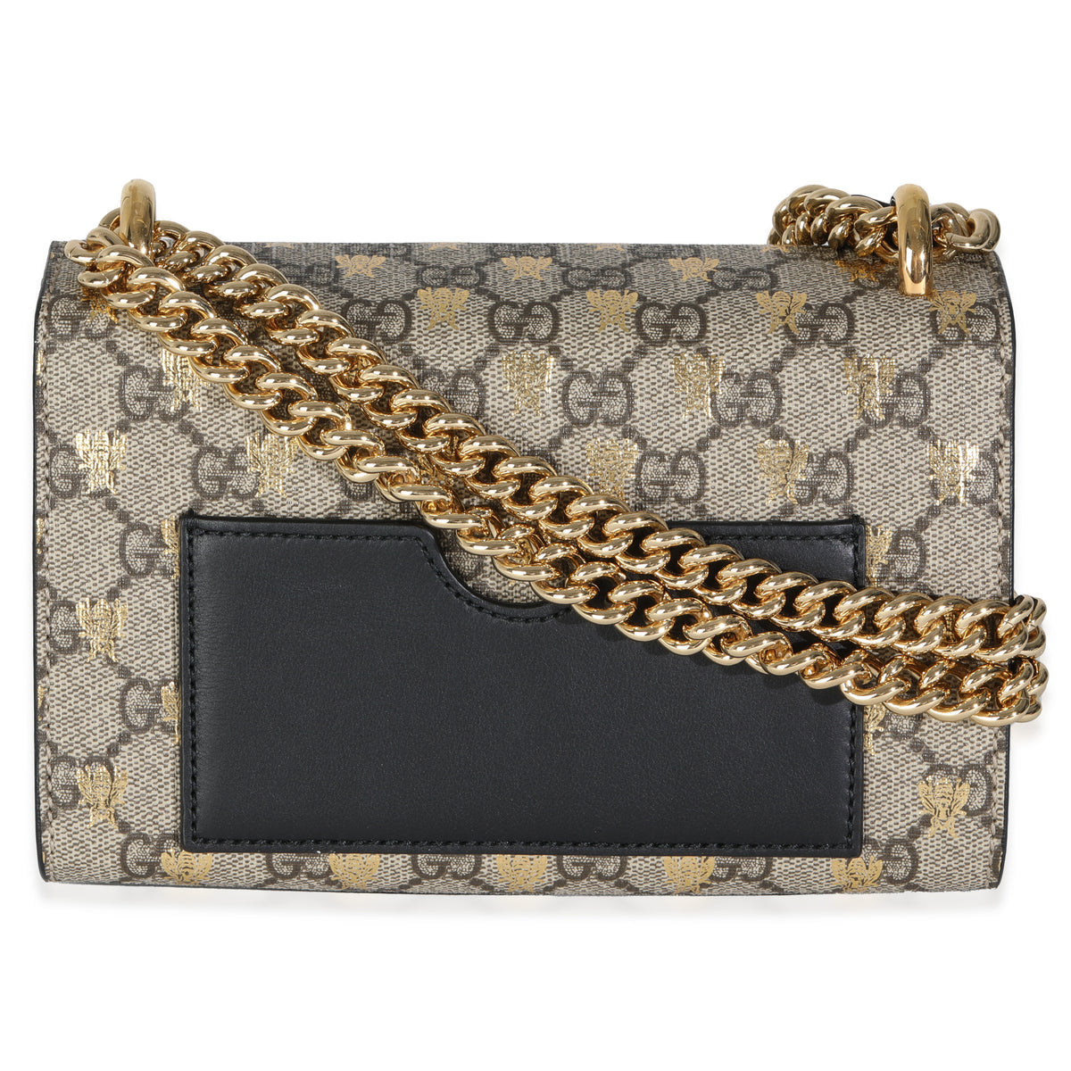 Black GG Supreme Canvas Bees Small Padlock Chain Bag
