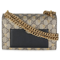 Black GG Supreme Canvas Bees Small Padlock Chain Bag