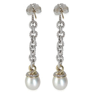 Yellow Gold & Sterling Silver Pearl and Diamond Earrings