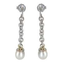 Yellow Gold & Sterling Silver Pearl and Diamond Earrings
