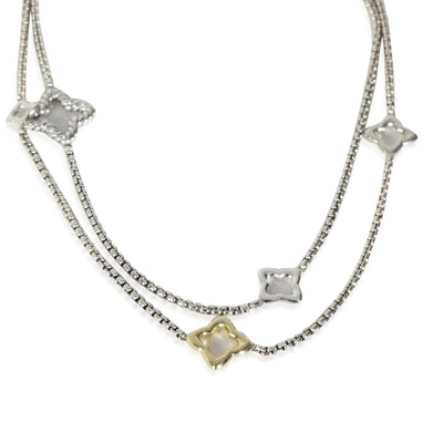 Yellow Gold & Sterling Silver Quatrefoil Necklace