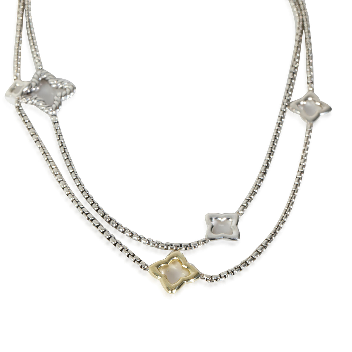Yellow Gold & Sterling Silver Quatrefoil Necklace