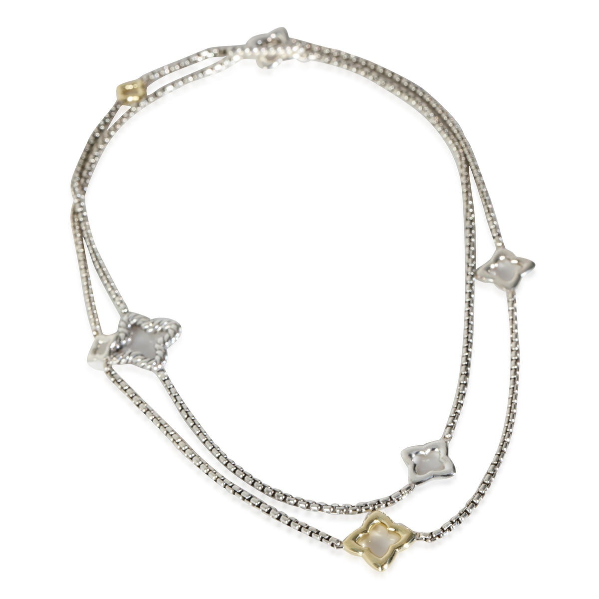 Yellow Gold & Sterling Silver Quatrefoil Necklace