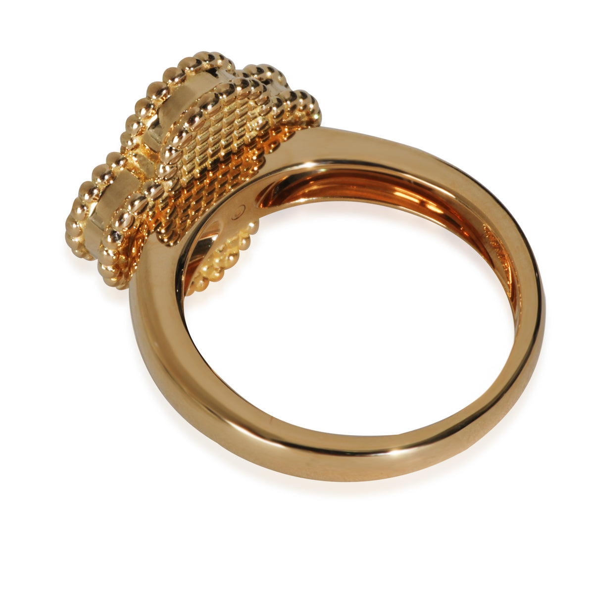 Yellow Gold Onyx and Diamond Vintage Alhambra Ring