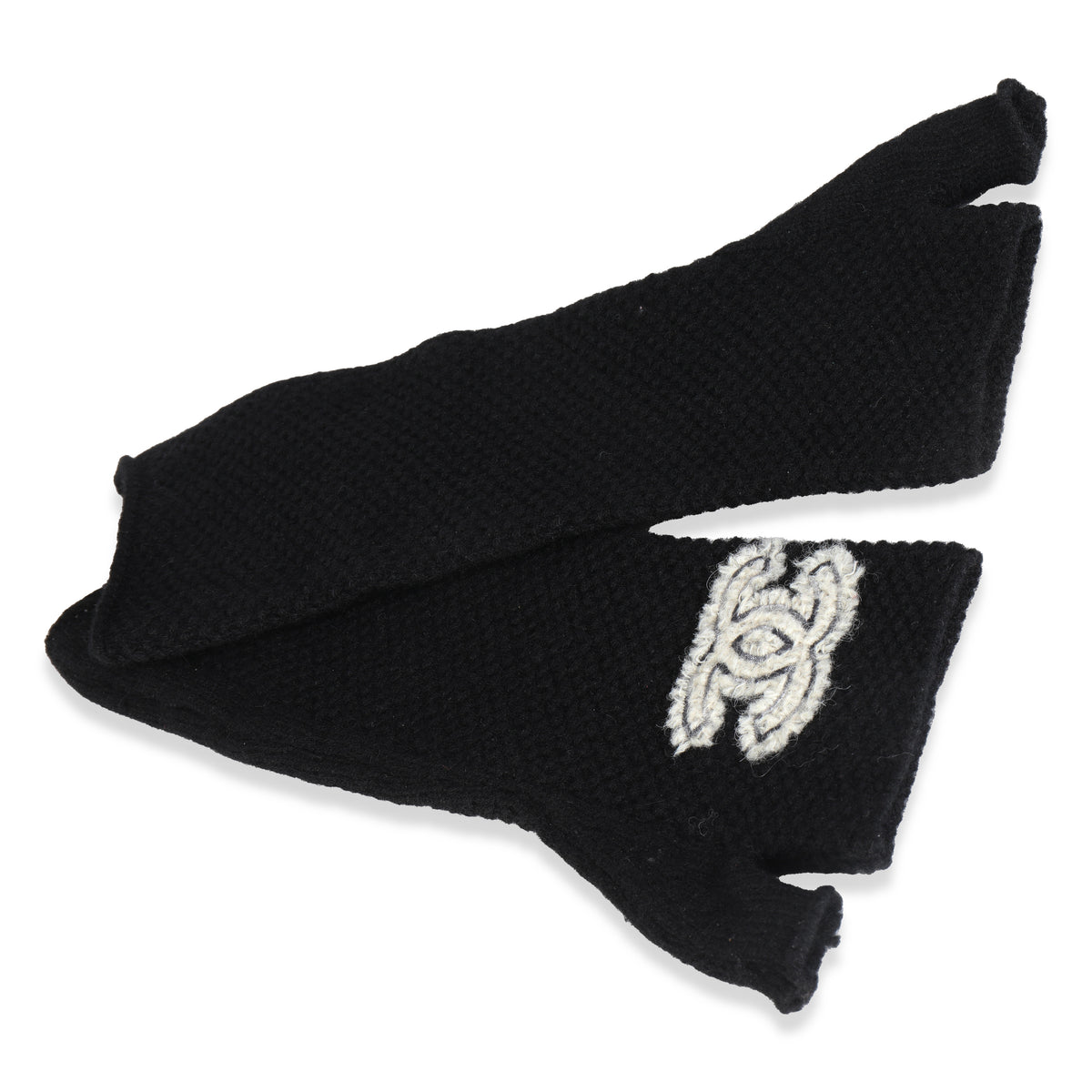 20A Black Cashmere CC Fingerless Long Gloves