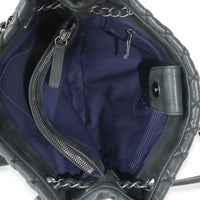 Dark Grey Iridescent Calfskin Small New Bubble Quilt Tote