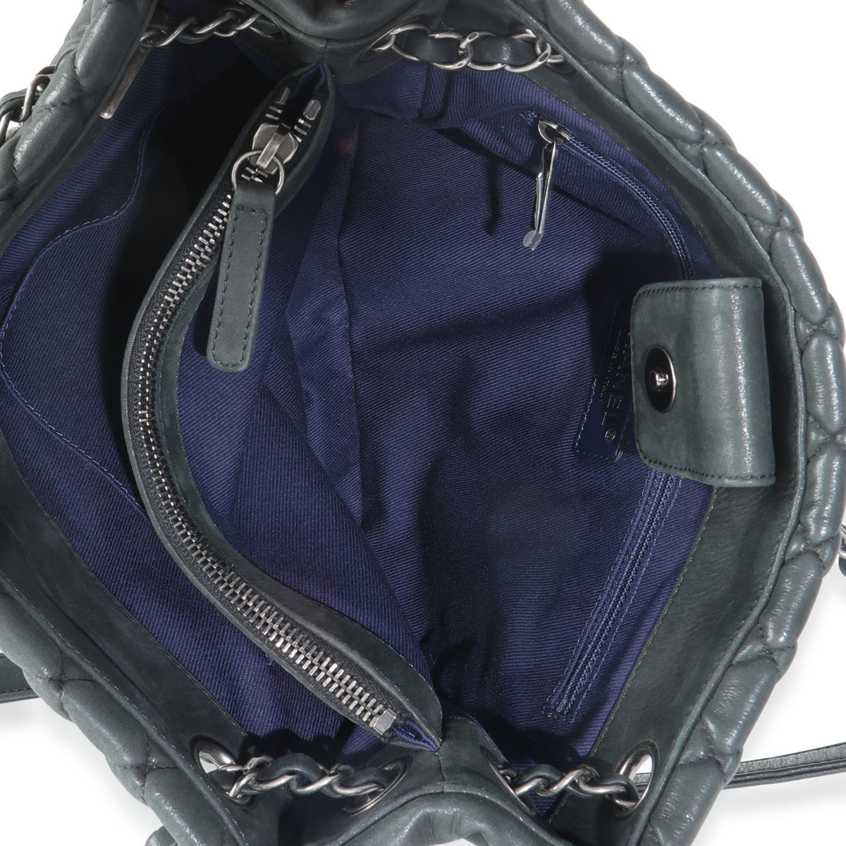 Dark Grey Iridescent Calfskin Small New Bubble Quilt Tote