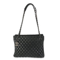 Dark Grey Iridescent Calfskin Small New Bubble Quilt Tote