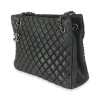 Dark Grey Iridescent Calfskin Small New Bubble Quilt Tote