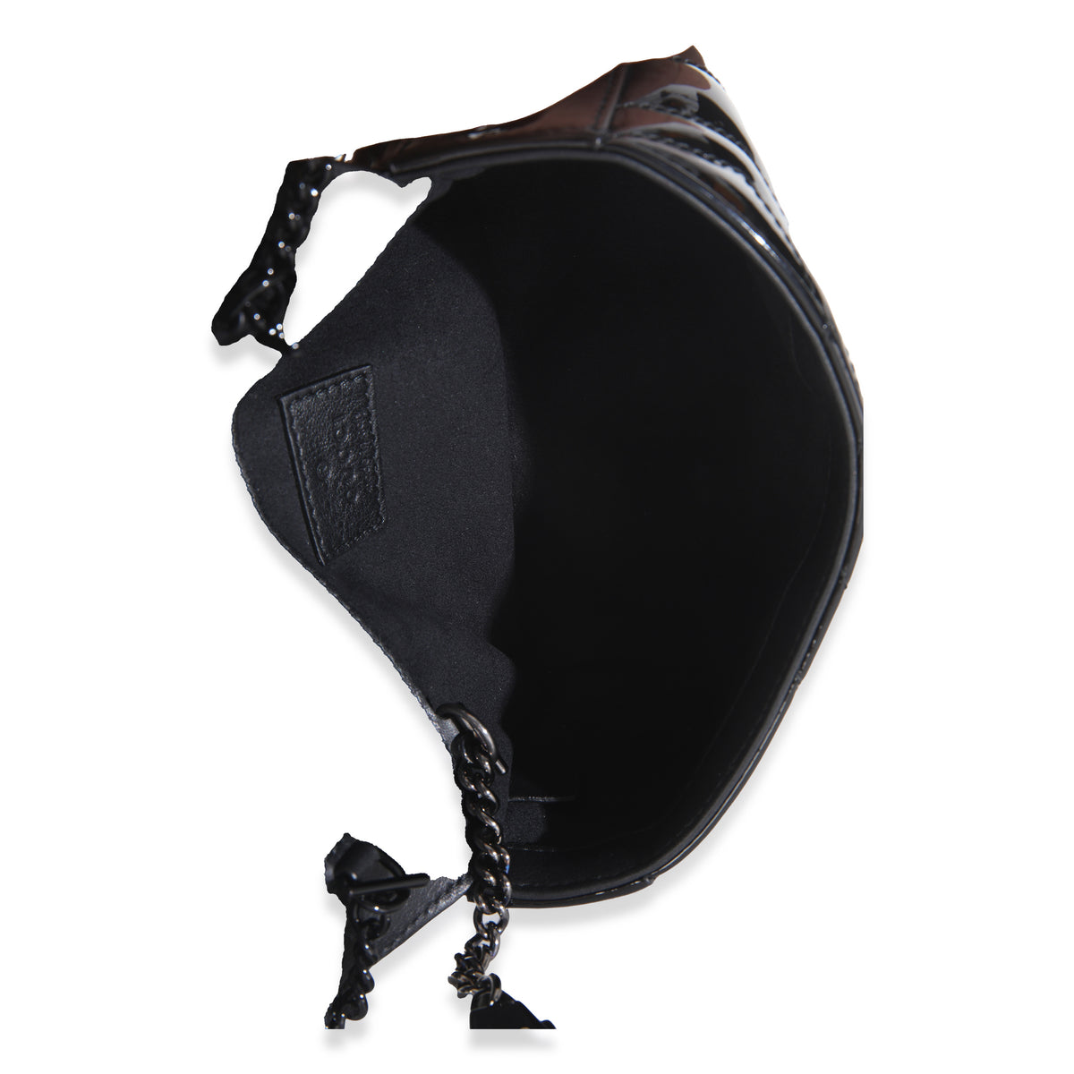 Black Patent Chevron GG Marmont Super Mini Bag