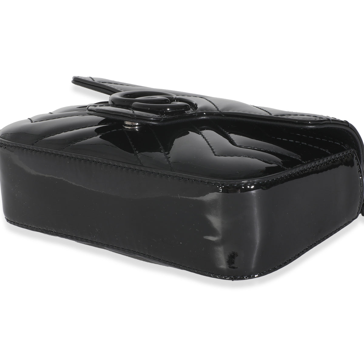 Black Patent Chevron GG Marmont Super Mini Bag