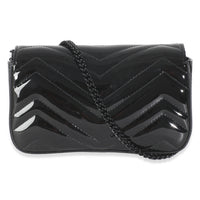 Black Patent Chevron GG Marmont Super Mini Bag