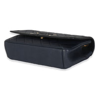 Navy Black Quilted Caviar Medium CC Filigree Flap Handbag
