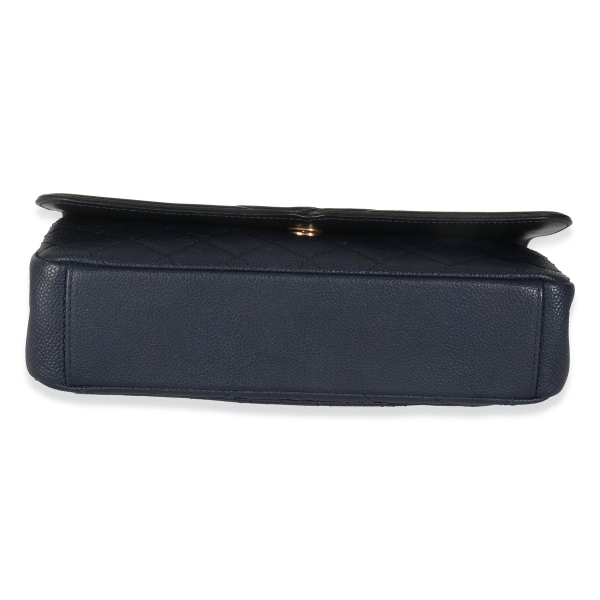 Navy Black Quilted Caviar Medium CC Filigree Flap Handbag