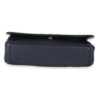 Navy Black Quilted Caviar Medium CC Filigree Flap Handbag