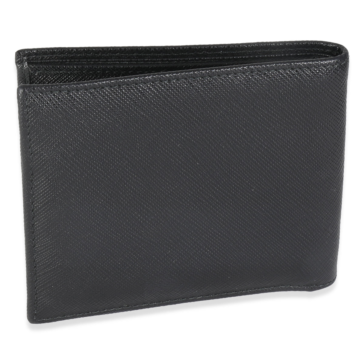 Black Saffiano Logo Plate Bi-Fold Wallet