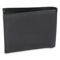 Black Saffiano Logo Plate Bi-Fold Wallet