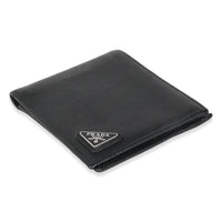 Black Saffiano Logo Plate Bi-Fold Wallet