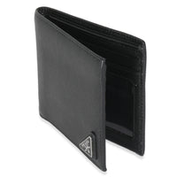 Black Saffiano Logo Plate Bi-Fold Wallet