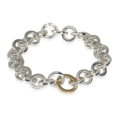 Yellow Gold & Sterling Silver  Circle Link Bracelet