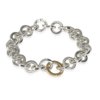 Yellow Gold & Sterling Silver  Circle Link Bracelet