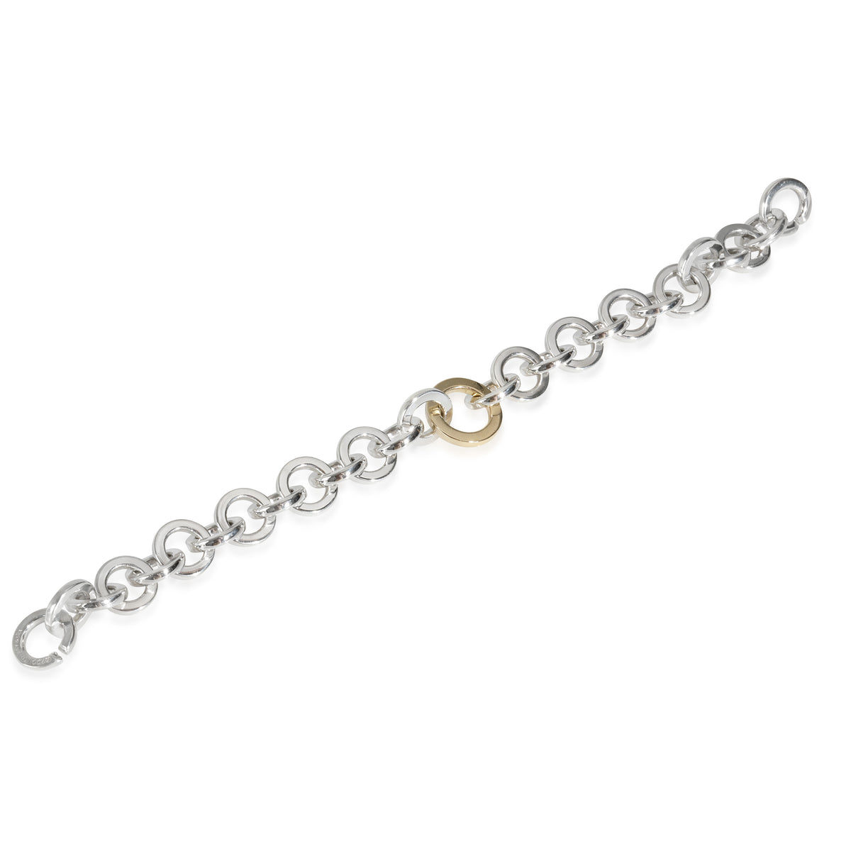 Yellow Gold & Sterling Silver  Circle Link Bracelet