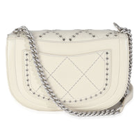 Chanel Ivory Calfskin Coco Eyelets Small Flap Bag Handbag bv