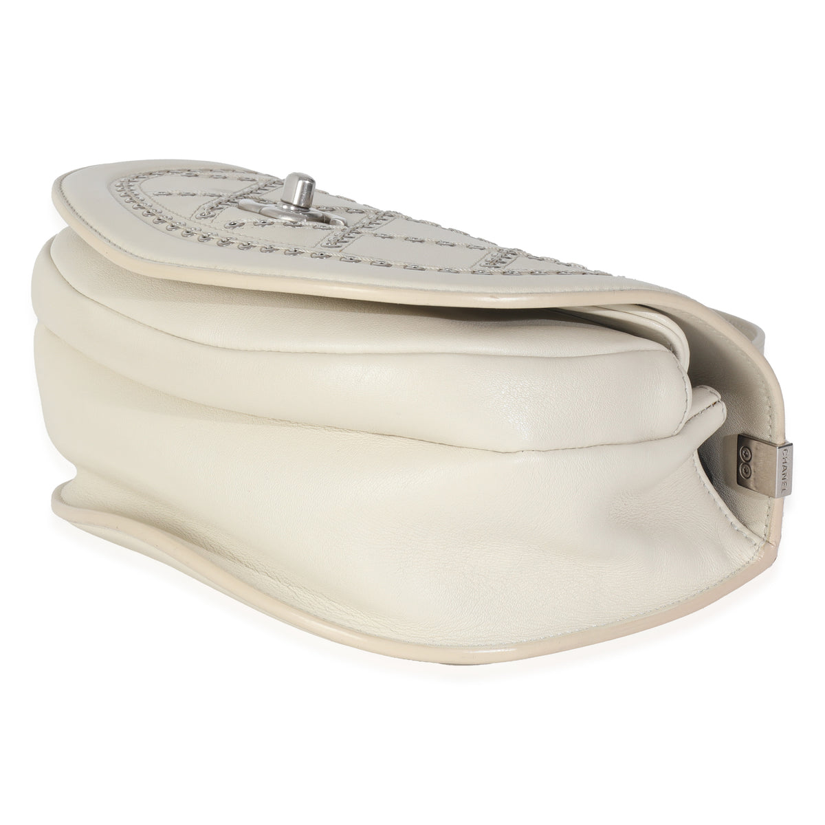 Chanel Ivory Calfskin Coco Eyelets Small Flap Bag Handbag clasp