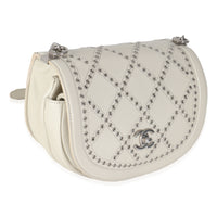 Chanel Ivory Calfskin Coco Eyelets Small Flap Bag Handbag pv