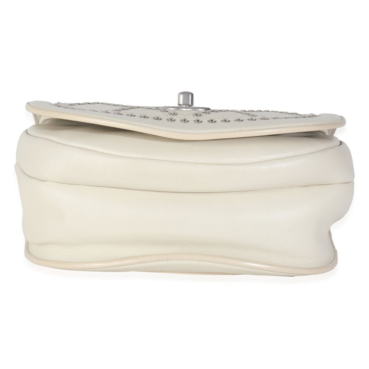 Chanel Ivory Calfskin Coco Eyelets Small Flap Bag Handbag stamp