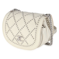Chanel Ivory Calfskin Coco Eyelets Small Flap Bag Handbag sv