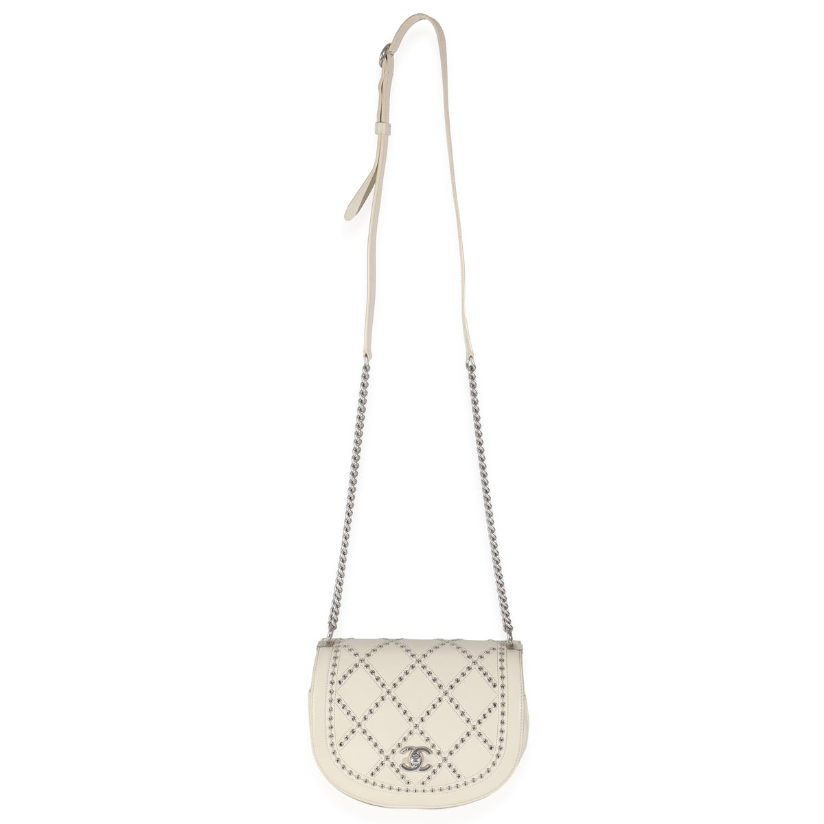 Ivory Calfskin Coco Eyelets Small Flap Bag