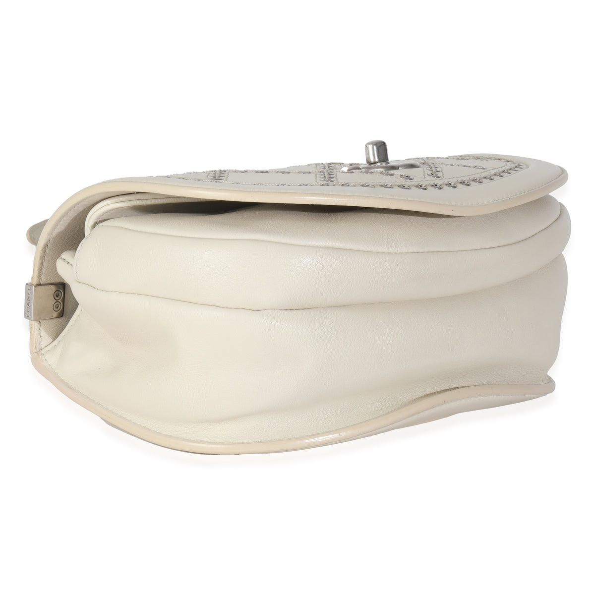 Ivory Calfskin Coco Eyelets Small Flap Bag