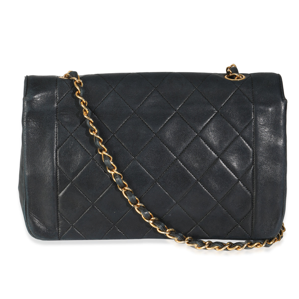 Chanel Vintage Black Quilted Lambskin Medium Diana Single Flap Bag Handbag bv