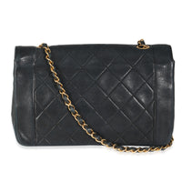 Chanel Vintage Black Quilted Lambskin Medium Diana Single Flap Bag Handbag bv