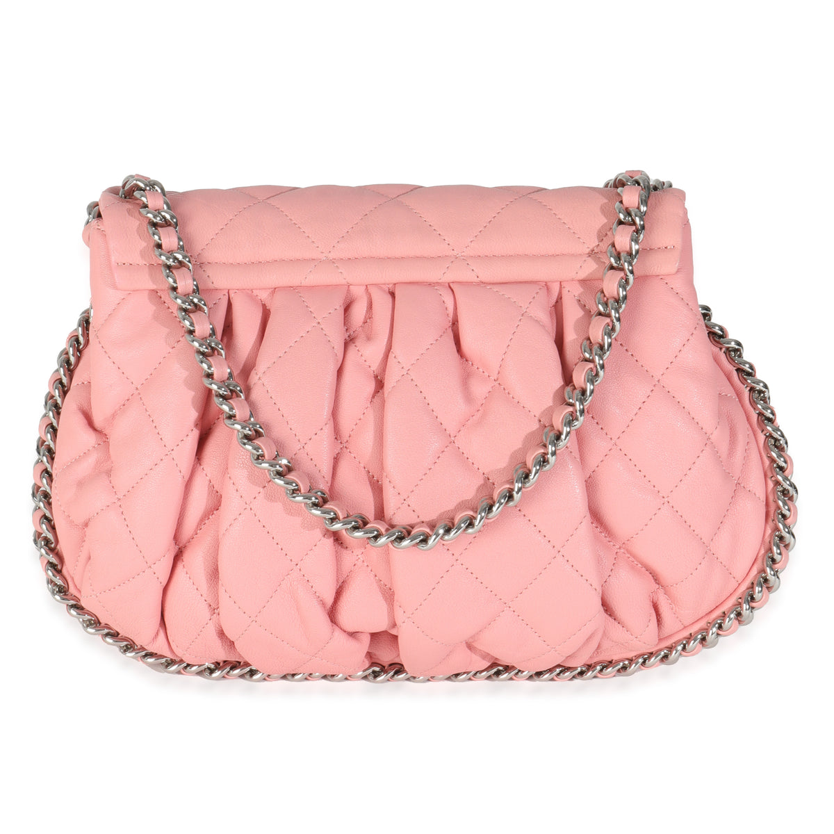 Pink Washed Quilted Lambskin Medium Chain Around Messenger