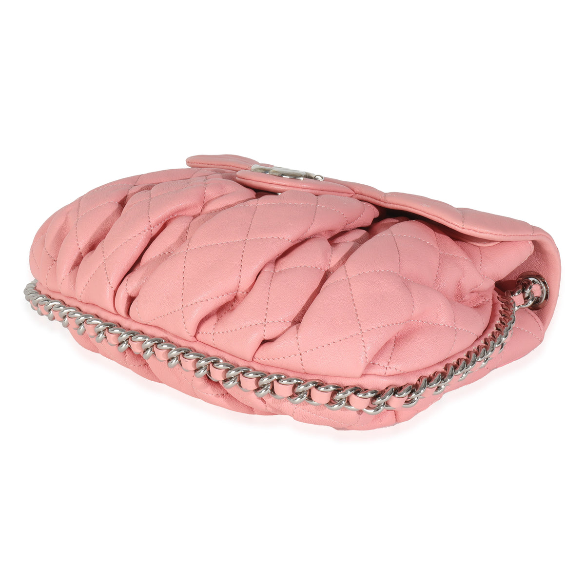 Pink Washed Quilted Lambskin Medium Chain Around Messenger