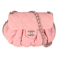 Pink Washed Quilted Lambskin Medium Chain Around Messenger