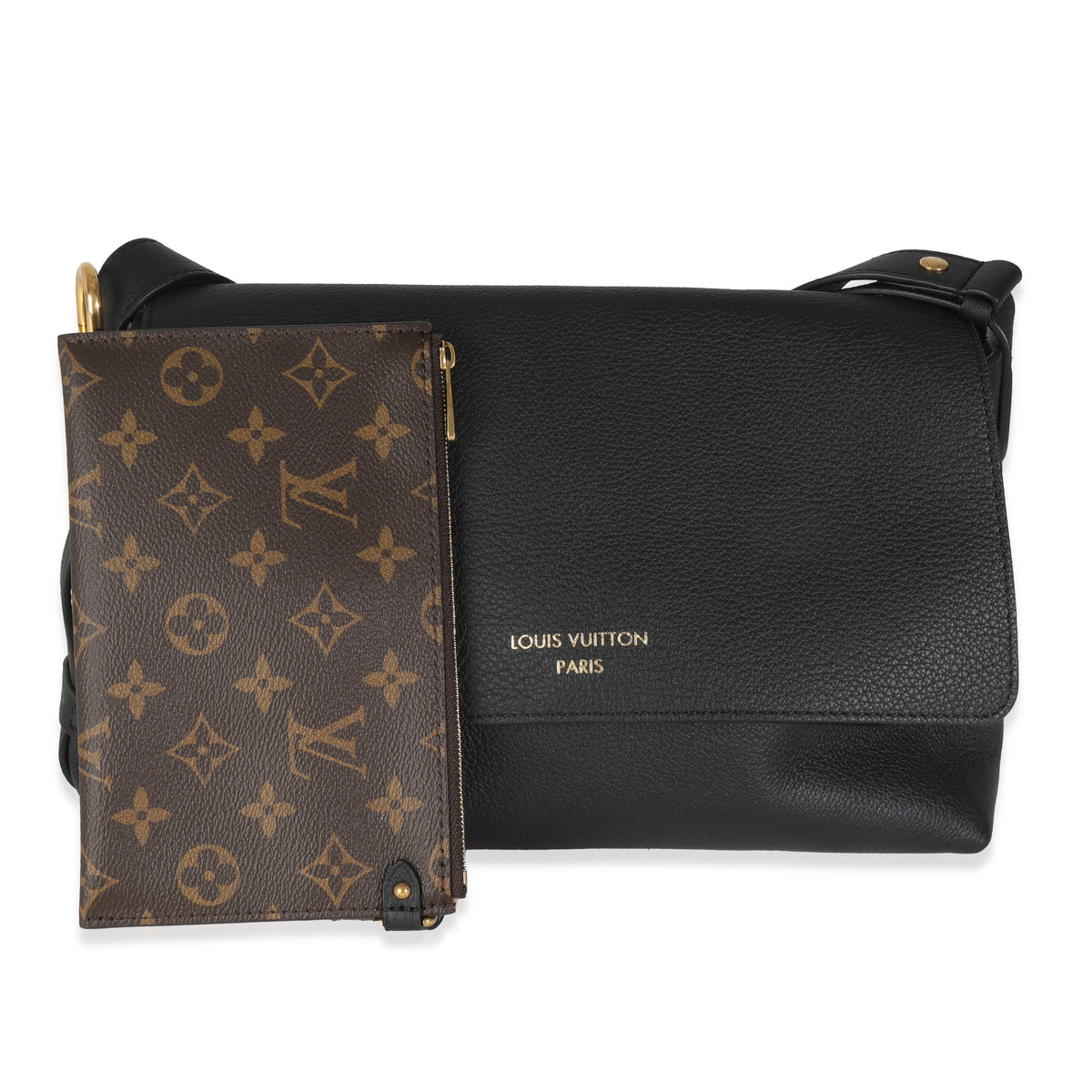 Black Grained Calf Leather Low Key Messenger