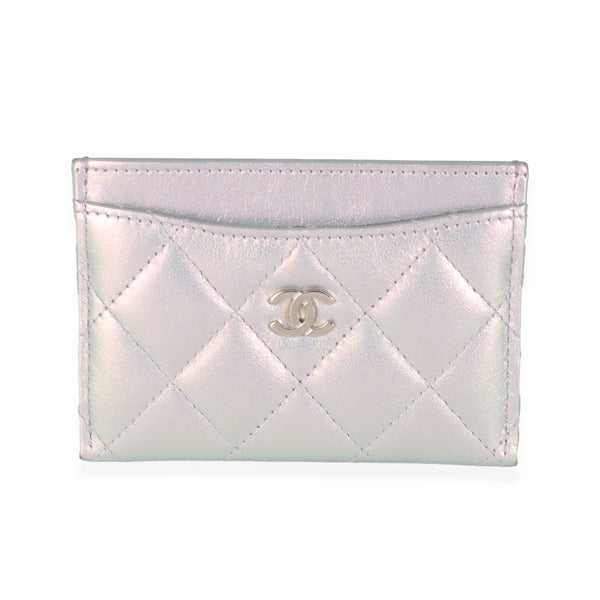 Multicolor Iridescent Quilted Calfskin Card Holder